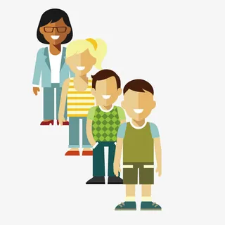 矢量图案素材人物排队免抠