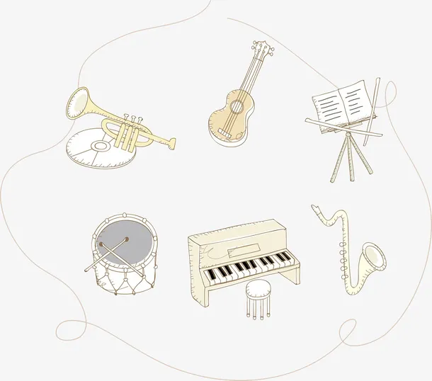 简洁手绘音乐乐器乐谱架免扣免抠