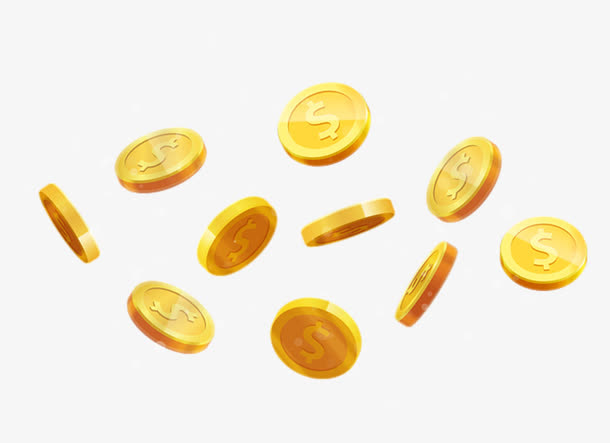三维立体散落的金币免抠