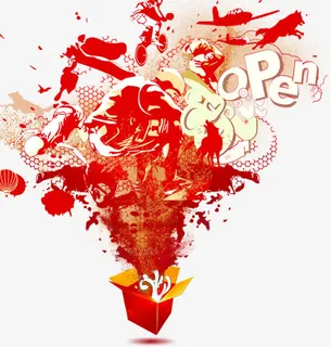 惊喜活动打开礼盒免抠