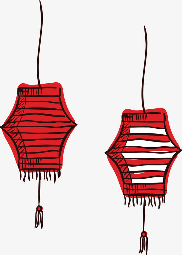 红色手绘灯笼免抠