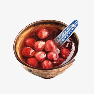 红豆汤圆手绘画素材图片免抠