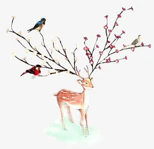 手绘梅花鹿免抠