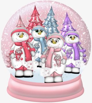 卡通彩色雪人水晶球免抠