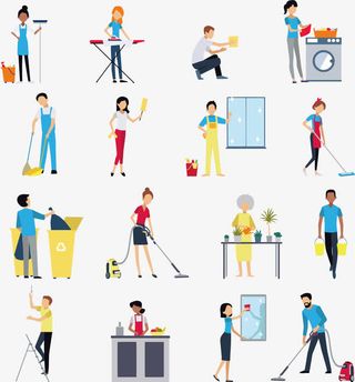 矢量做家务的人物免抠