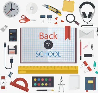 矢量手绘开学图案免抠