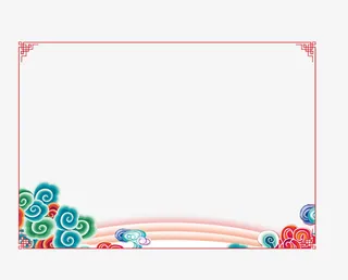 卡通红色新年边框装饰免抠