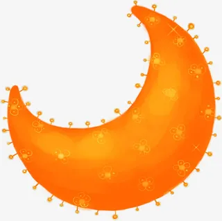 黄色花纹月亮装饰免抠