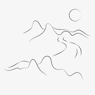 山水线条日出免抠