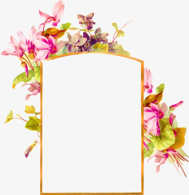 粉色清新鲜花边框纹理免抠