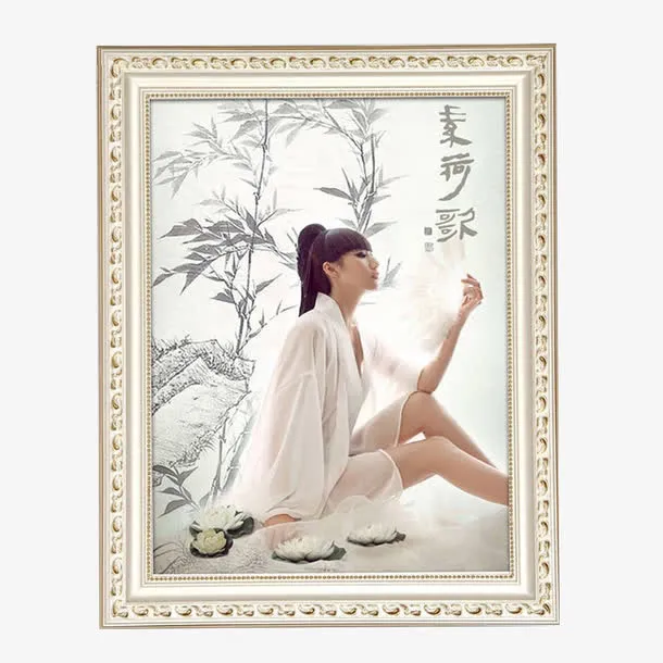 中式实木相框免抠