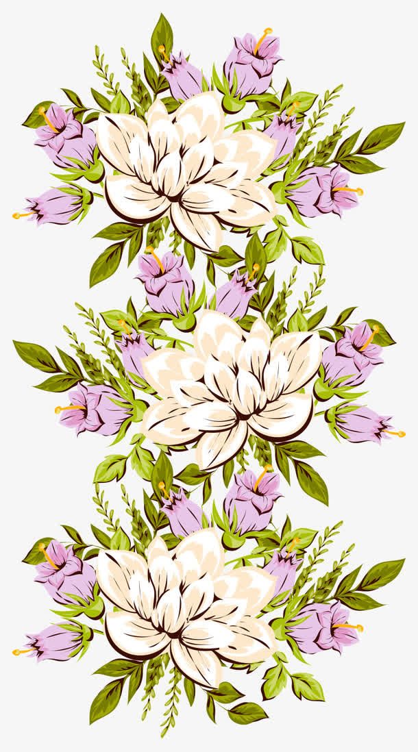 白色花朵花纹插画免抠