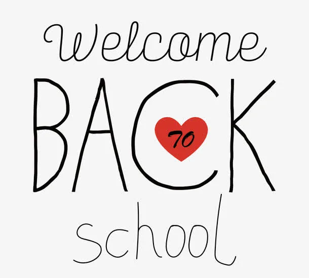 矢量红色爱心欢迎返校英文字体免抠