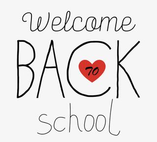 矢量红色爱心欢迎返校英文字体免抠