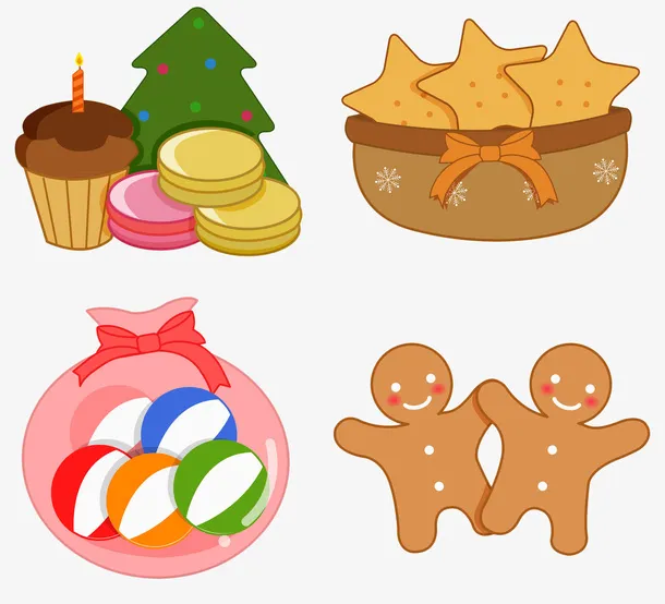 手绘圣诞饼干糖果免抠