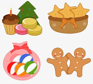 手绘圣诞饼干糖果免抠