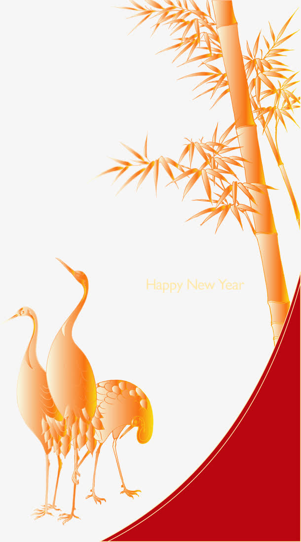 矢量仙鹤竹子元素免抠