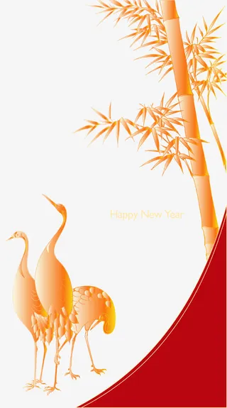 矢量仙鹤竹子元素免抠