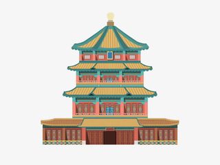 中国古代建筑插画免抠