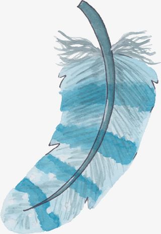 蓝色渐变的羽毛免抠