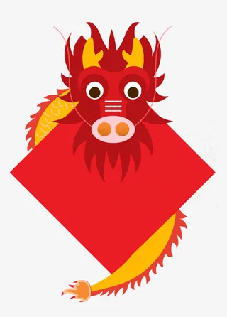 扁平化二月二龙抬头龙头装饰插图免抠