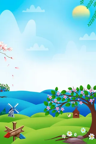 简约小清新春天卡通海报高清