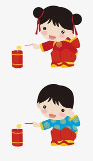 卡通放鞭炮免抠
