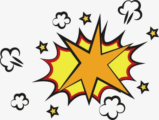 红黄色爆炸贴免抠