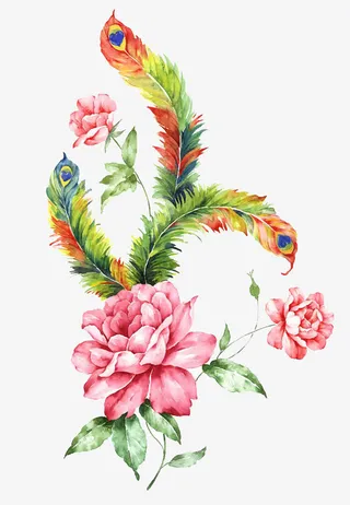 粉色梦幻唯美鲜花花朵植物叶子孔免抠