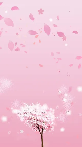 粉色浪漫花瓣樱花PSD分层H5背景素材高清