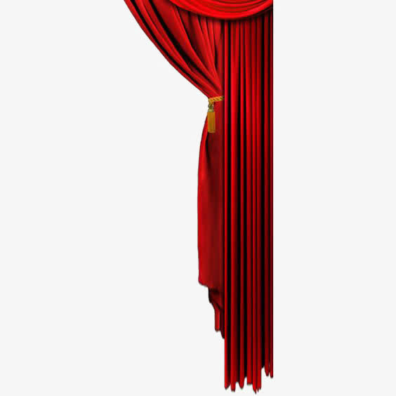 红色窗帘免抠