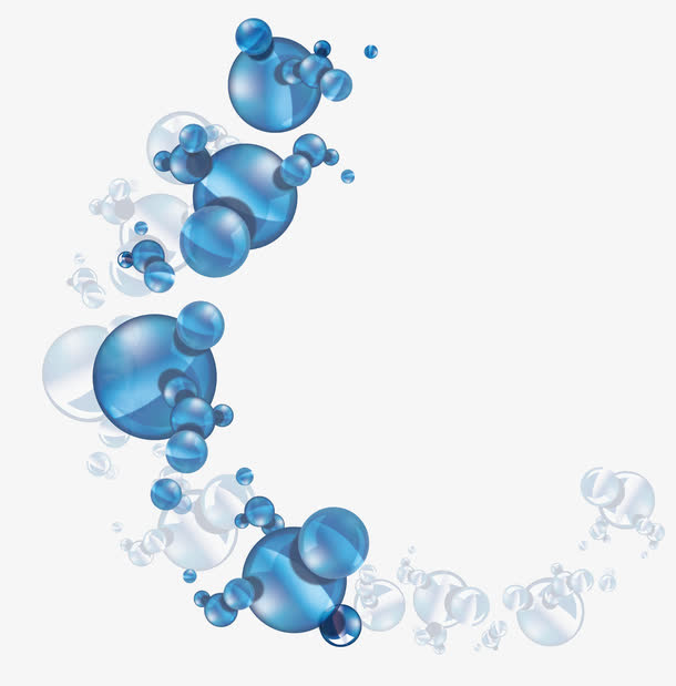 蓝色透明圆圈气泡免抠