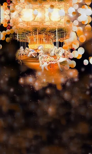 唯美旋转木马游乐园海报背景模板高清