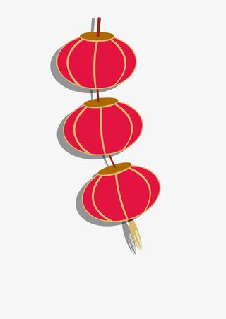 红色的卡通装饰灯笼设计免抠