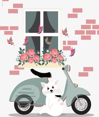 春天的窗外美丽景色免抠