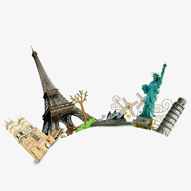 世界著名景点建筑物剪贴画矢量图免抠