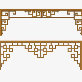 木窗户中国风复古免抠