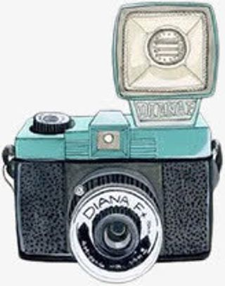 手绘蓝色照相机免抠