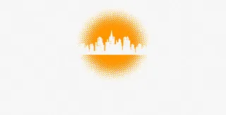 格子斜纹文案背景月亮里的城市