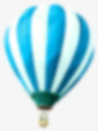 蓝色热气球蒸汽球免抠