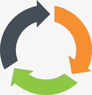 三项彩色循环箭头免抠