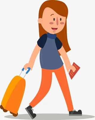 卡通手拉行李箱人物免抠