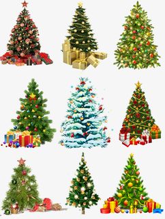圣诞节各式圣诞树素材免抠节日圣诞节元素
