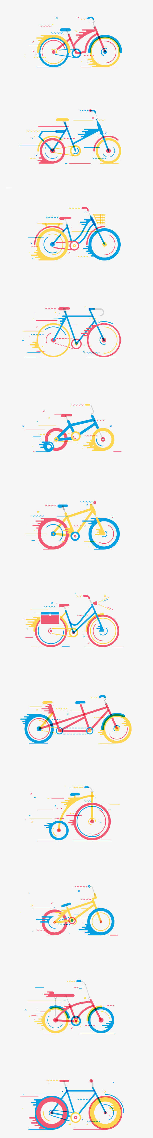 扁平化创意自行车免抠标签元素