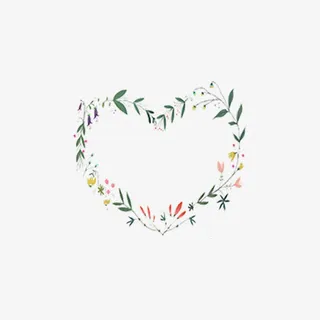 爱心花瓣绿叶造型边框免抠