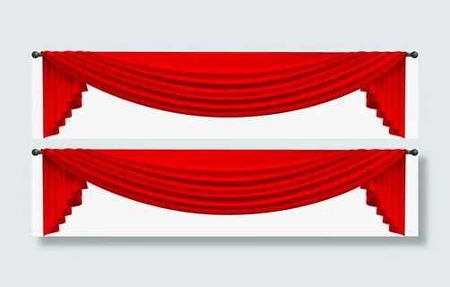手绘红色幕帘舞台幕布免抠