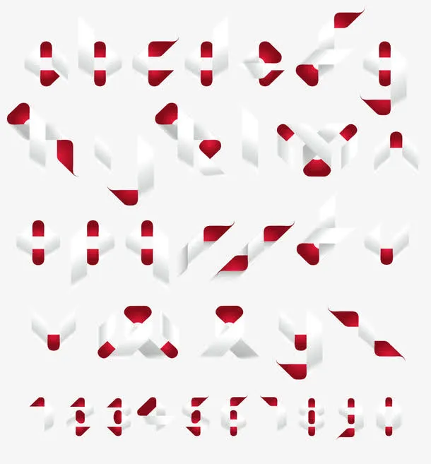 白红丝带矢量免抠