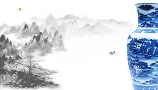 简约青花瓷水墨背景素材高清