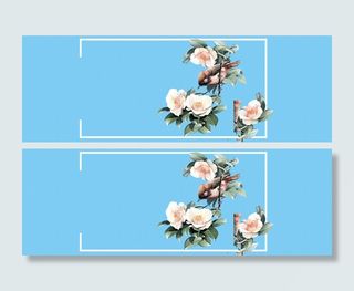 电商浪漫花朵蓝色banner背景高清