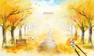 秋天油画海报高清